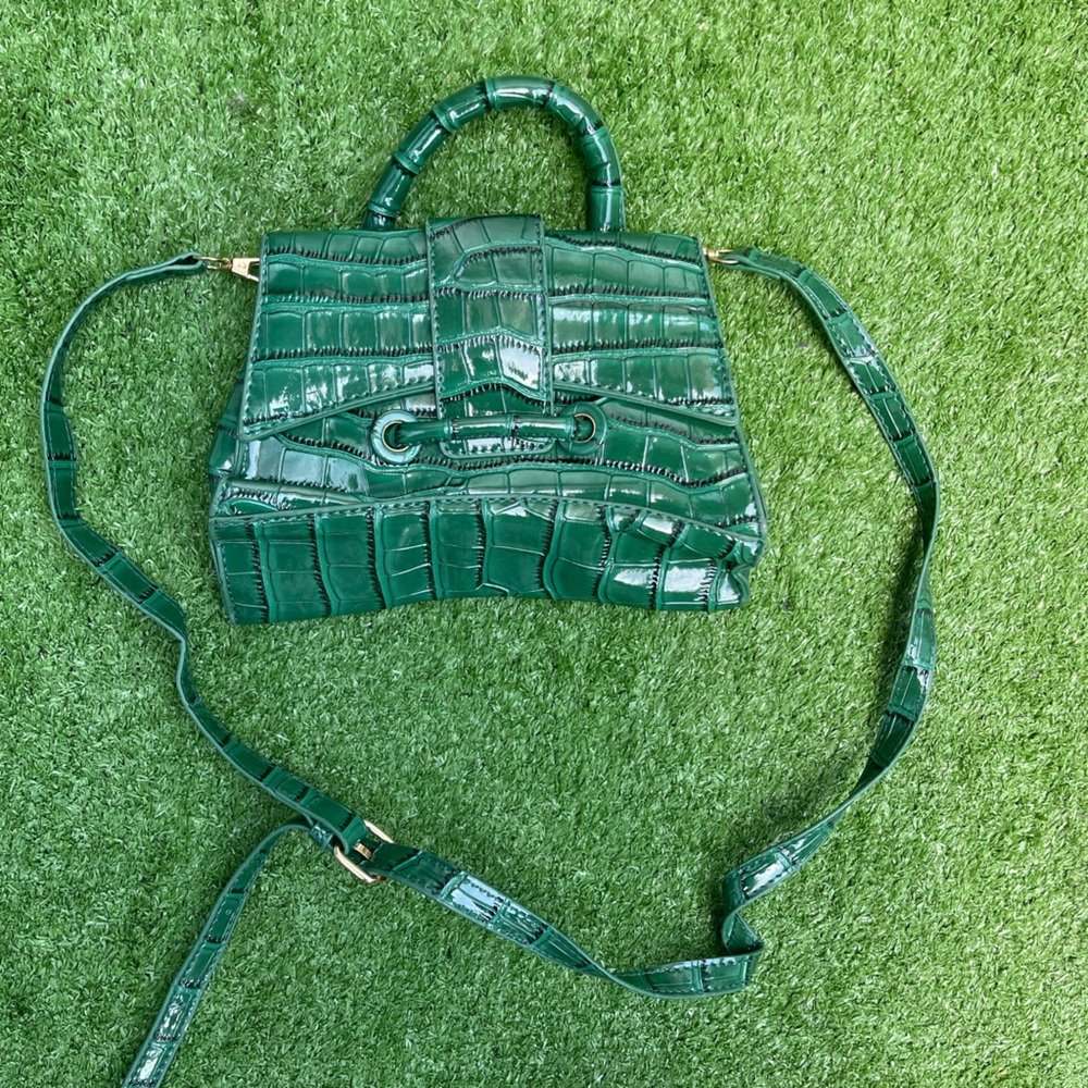 Green Crocodile-Embossed Women's Bag